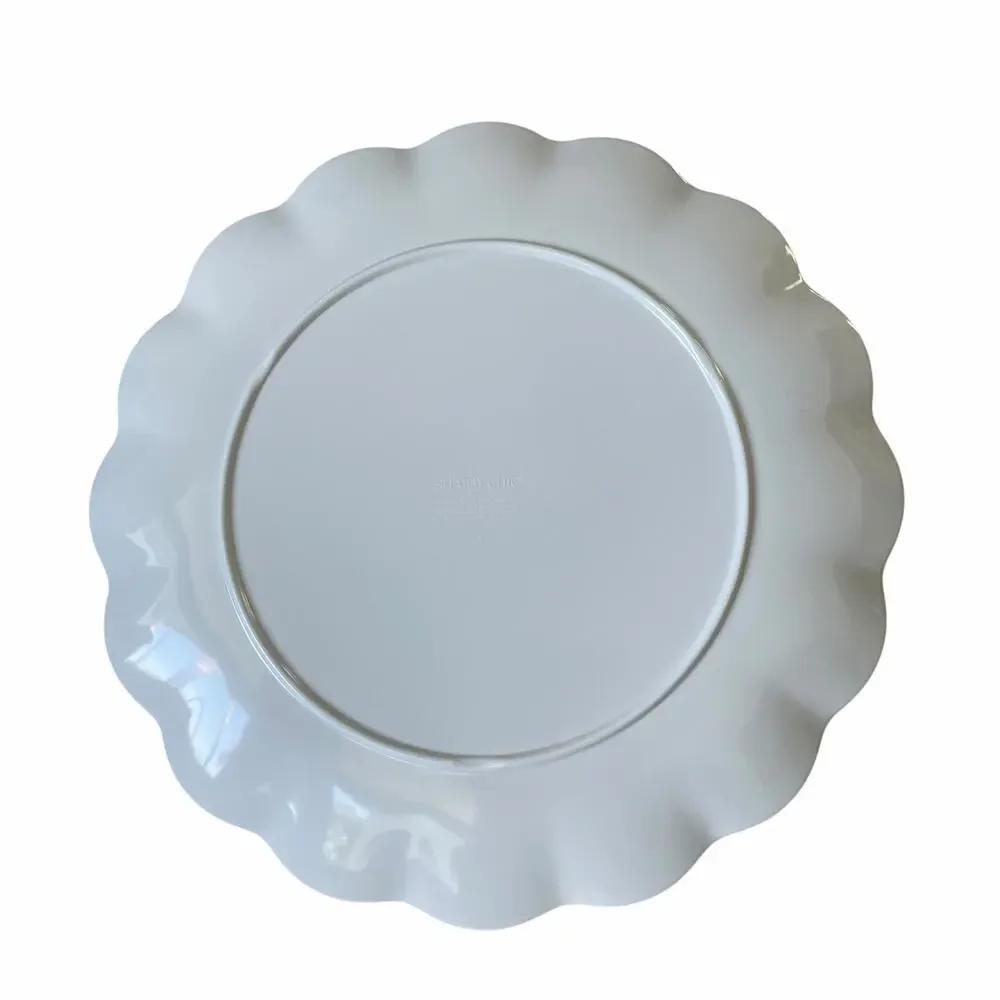 Shabby Chic Green Floral Melamine Dinner Plates 11in Set of 4 Indoor Outdoor NEW